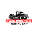 navy and white vintage retro badge towing services logo